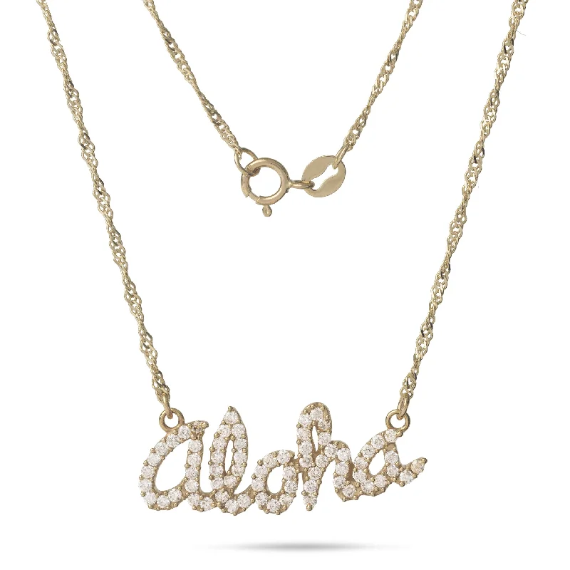 16" Aloha Necklace in Gold with Diamonds