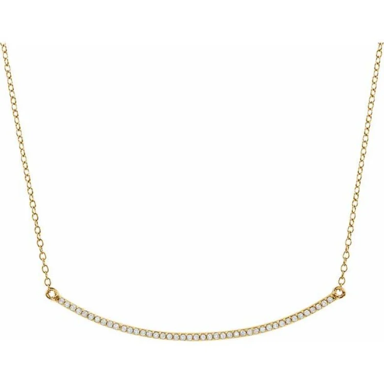 14K Yellow 1/6 CTW Natural Diamond Bar 16-18" Necklace