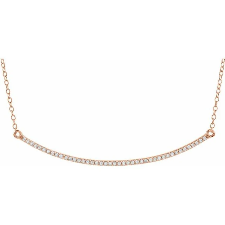 14K Rose 1/6 CTW Natural Diamond Bar 16-18" Necklace