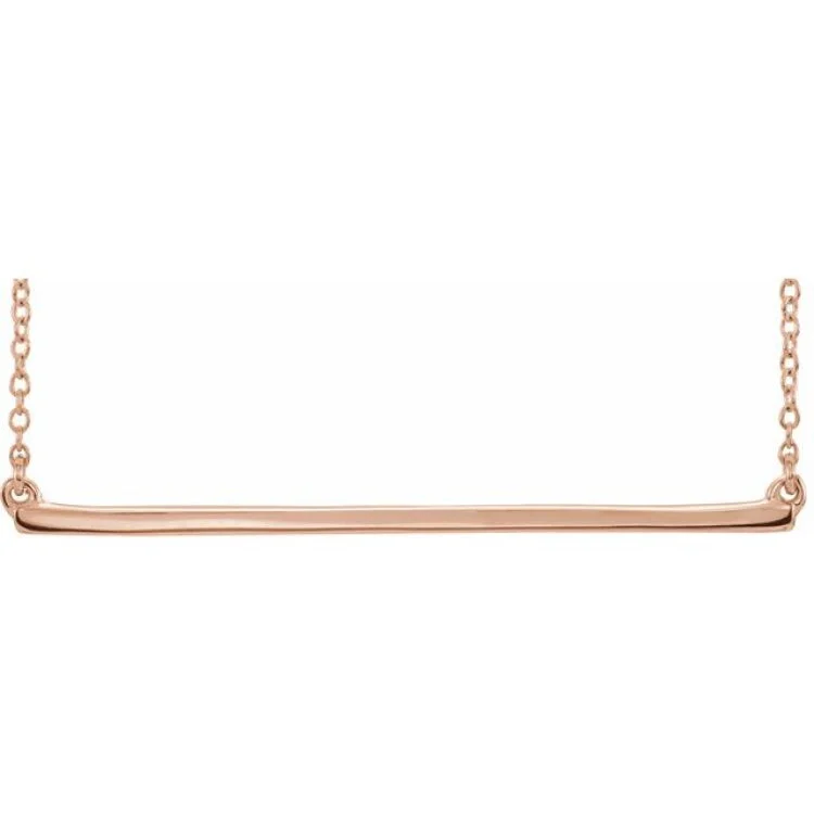 14K Rose Straight Bar 18" Necklace