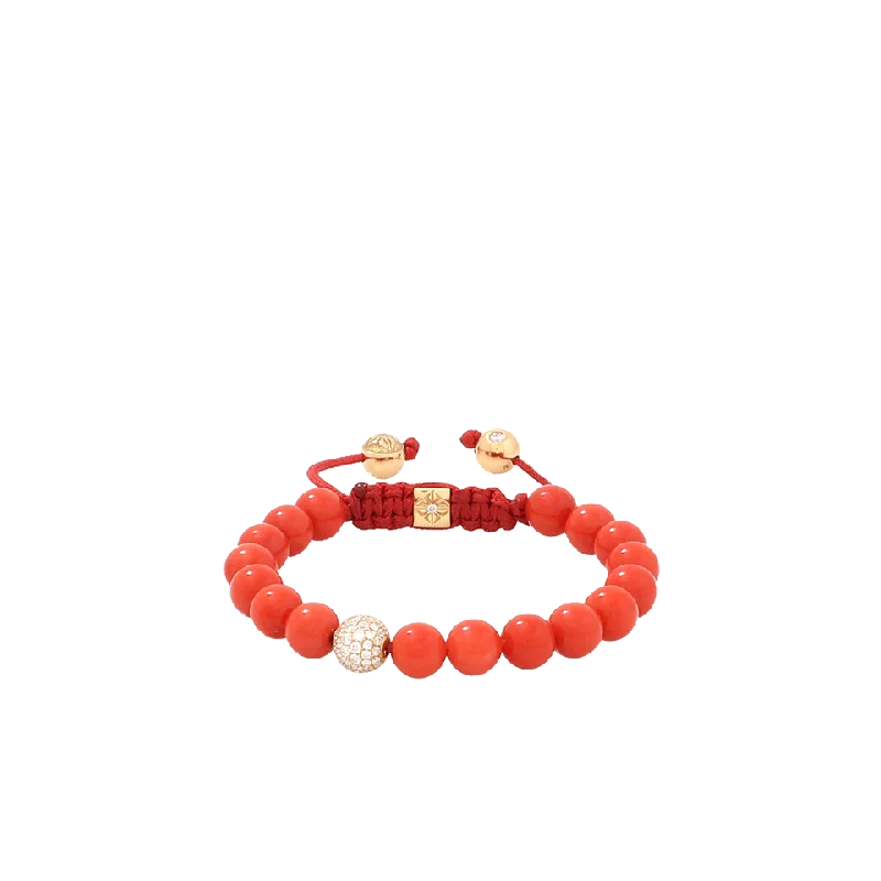 Coral And Diamond Beaded Bracelet