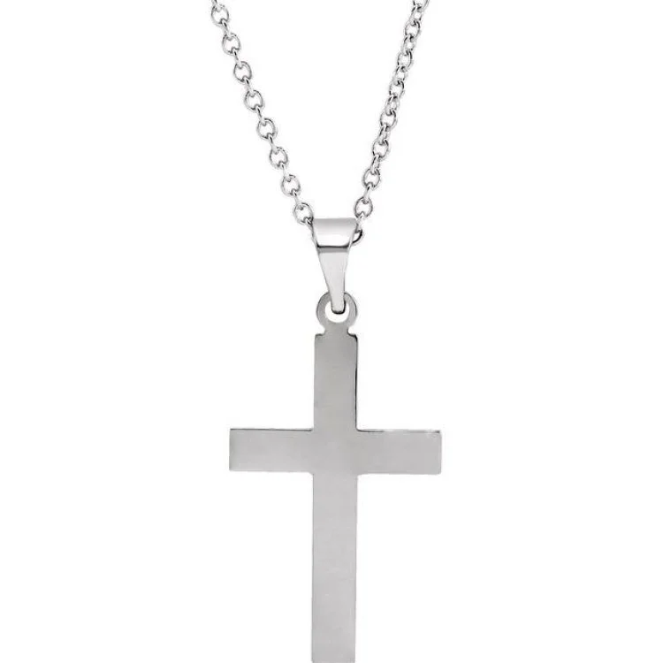 14K White 18 x 12 mm Cross 18" Necklace