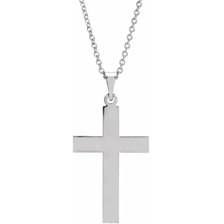 14K White 22 x 14 mm Cross 18" Necklace