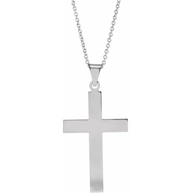 14K White 28 x 18 mm Cross 18" Necklace