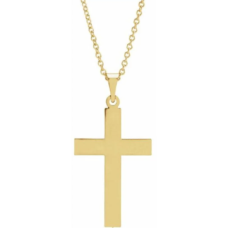 14K Yellow 22 x 14 mm Cross 18" Necklace