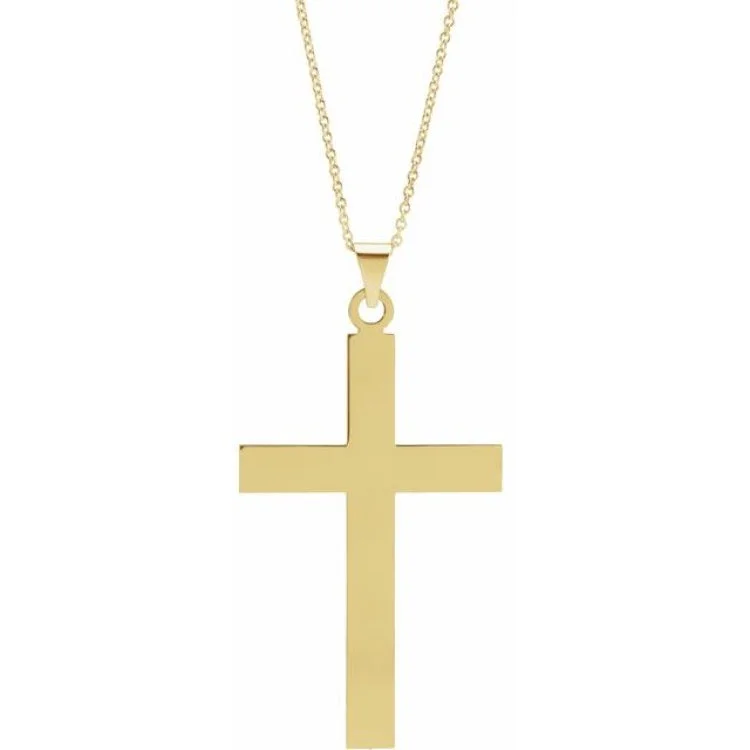 14K Yellow 39 x 25 mm Cross 18" Necklace