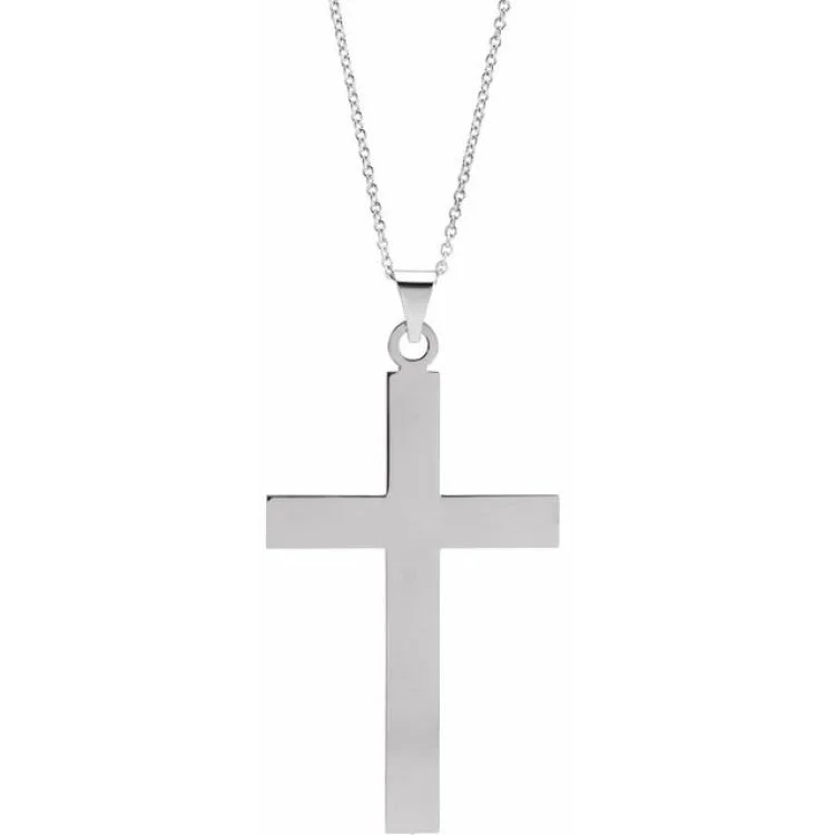 Sterling Silver 39 x 25 mm Cross 18" Necklace