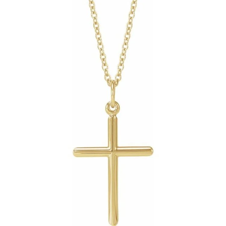 14K Yellow 22.9x12.5 mm Cross 18" Necklace