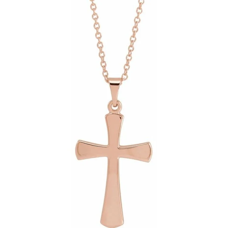 14K Rose 16.1x8 Cross 18" Necklace