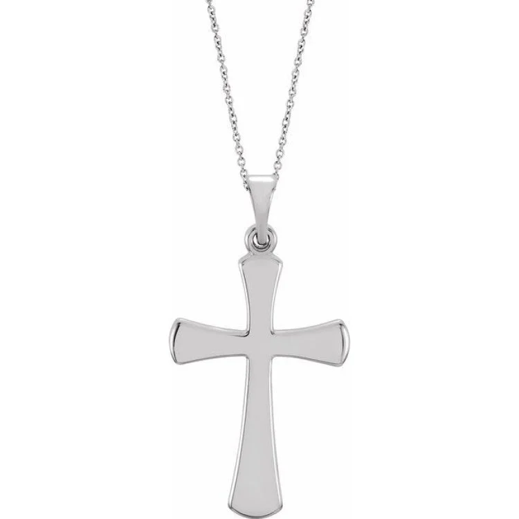 14K White 16.5x9.5 mm Cross 18" Necklace