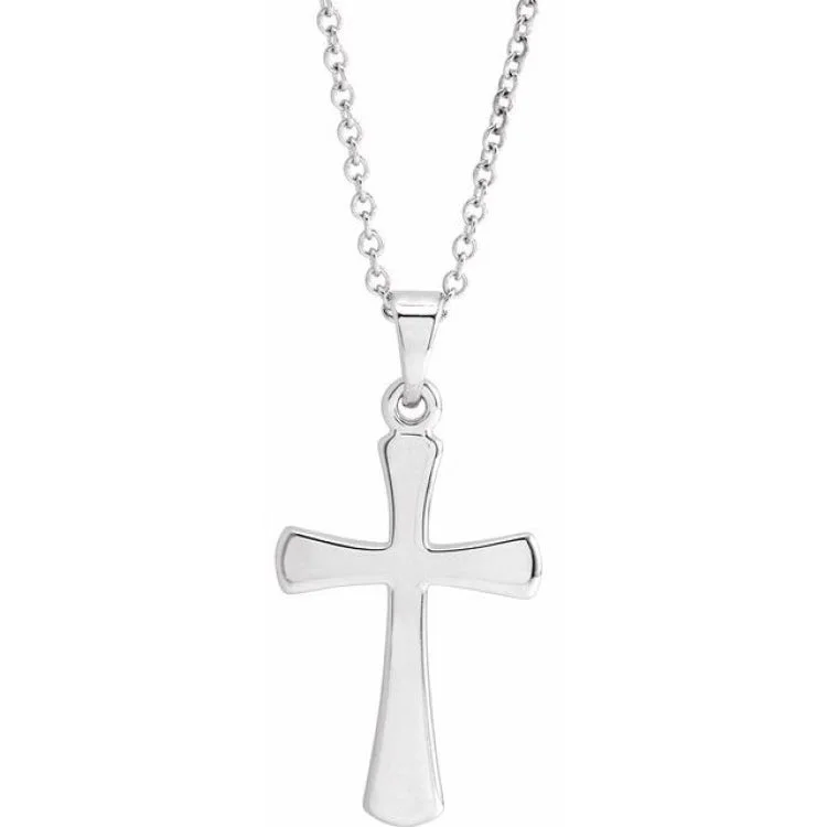 14K White 19.3x11.4 mm Cross 18" Necklace