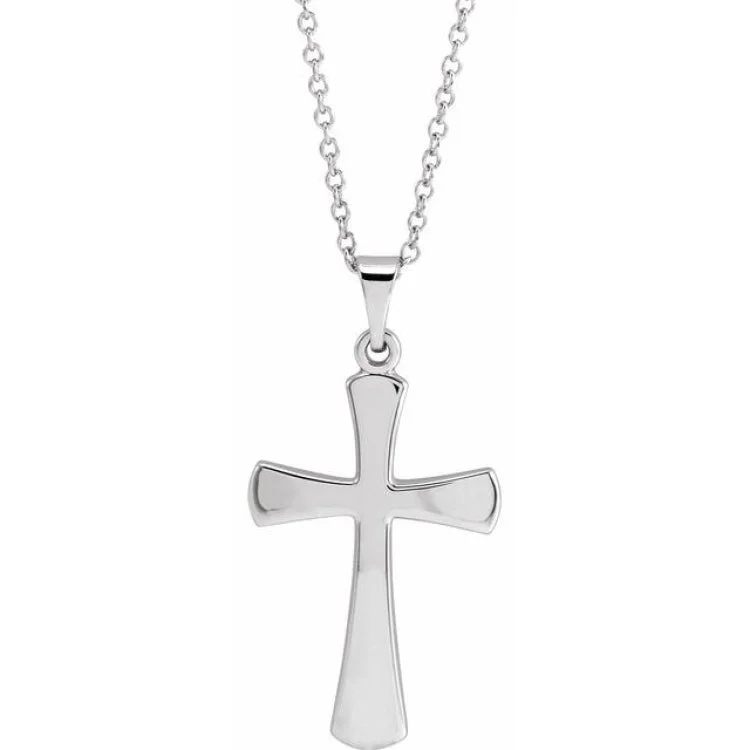 14K White 21x14 mm Cross 18" Necklace