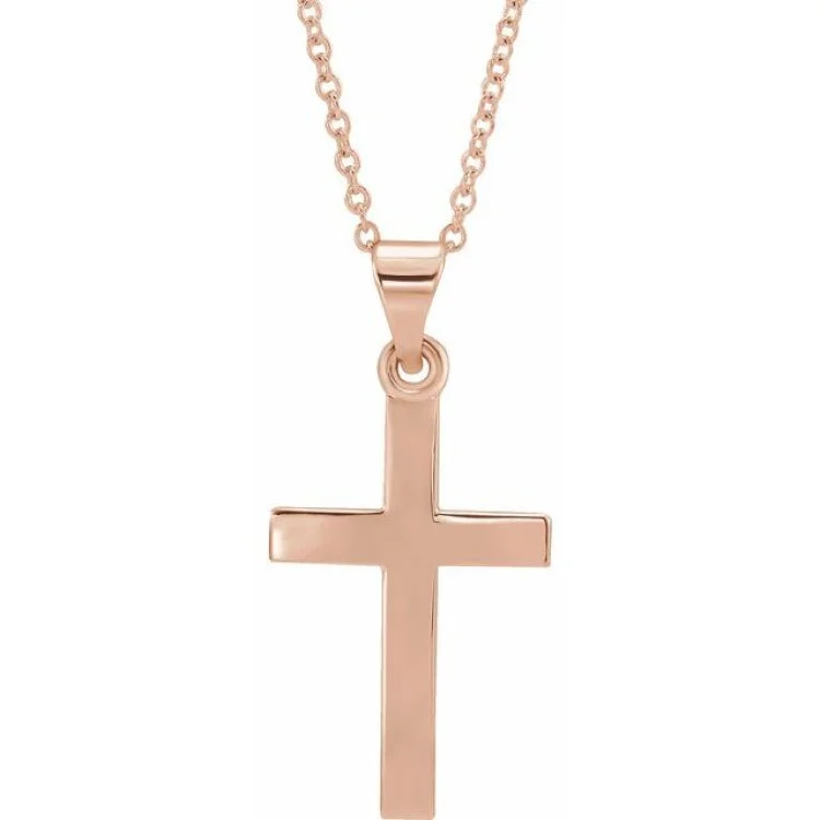 14K Rose Cross 18" Necklace