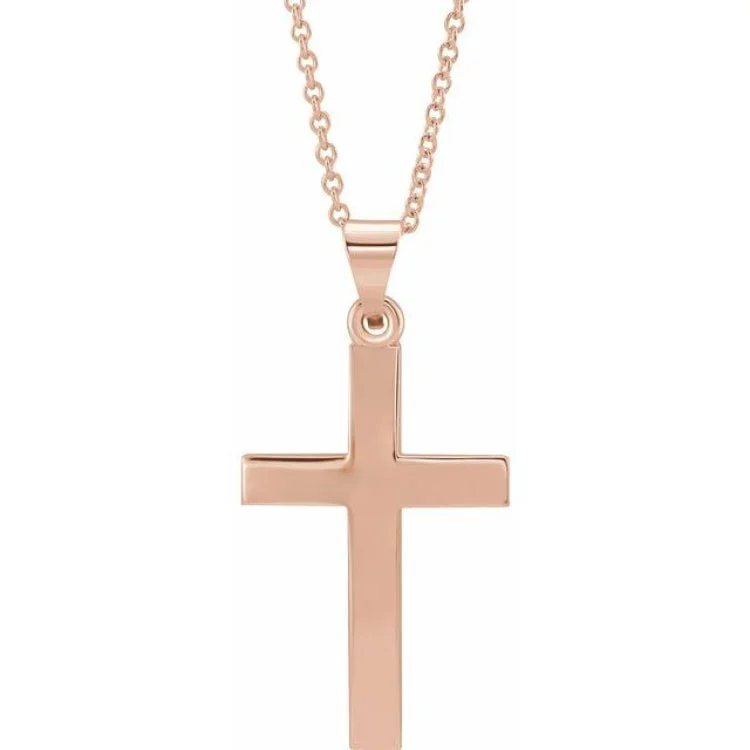 14K Rose Cross 18" Necklace