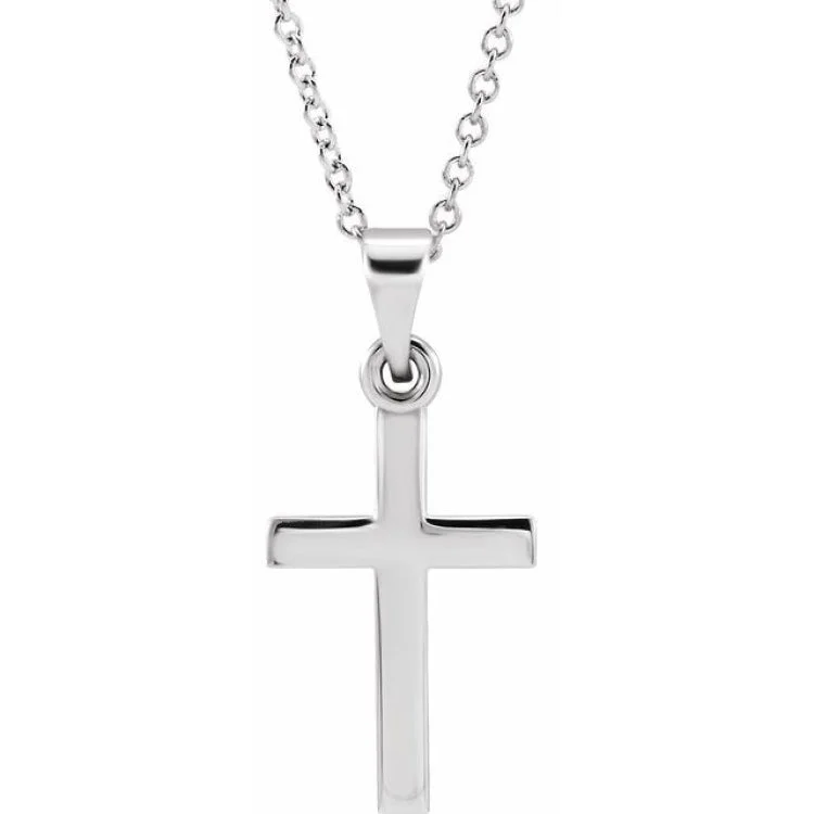 14K White Cross 18" Necklace