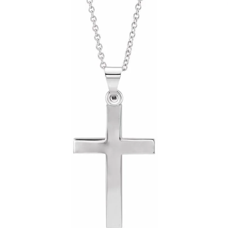 14K White Cross 18" Necklace