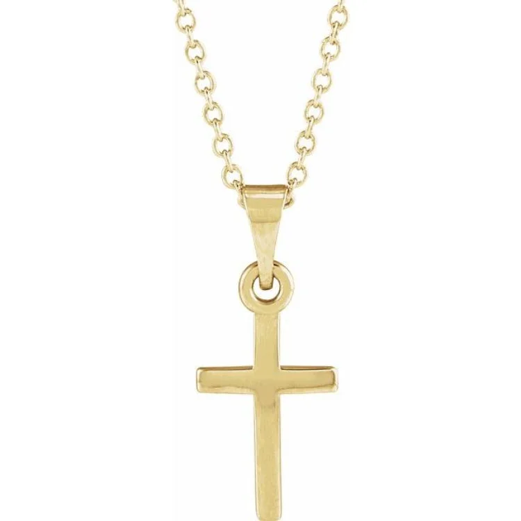 14K Yellow Cross 18" Necklace