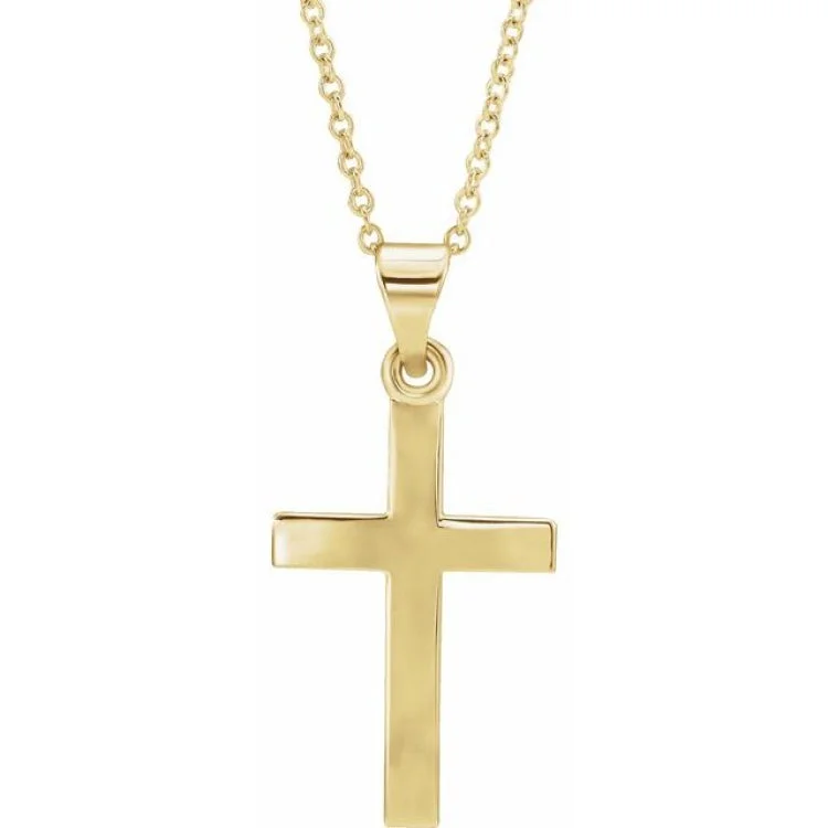 14K Yellow Cross 18" Necklace