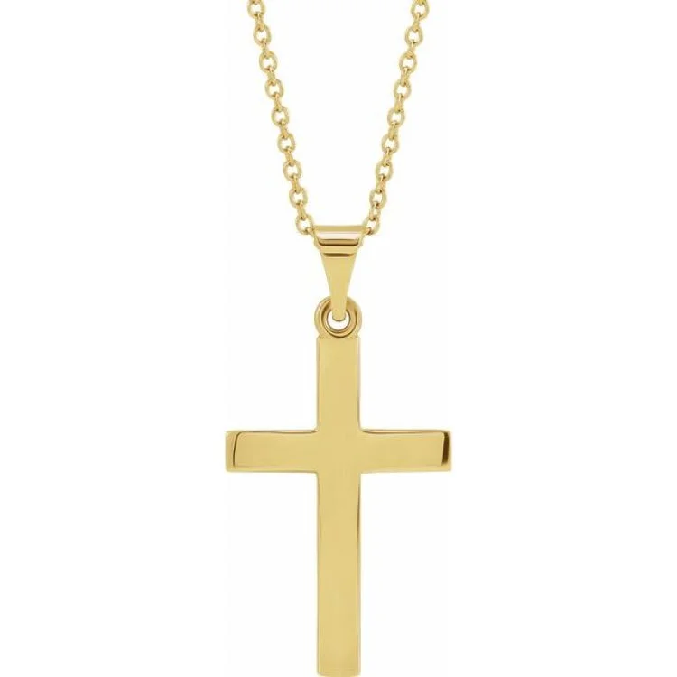 14K Yellow Cross 18" Necklace