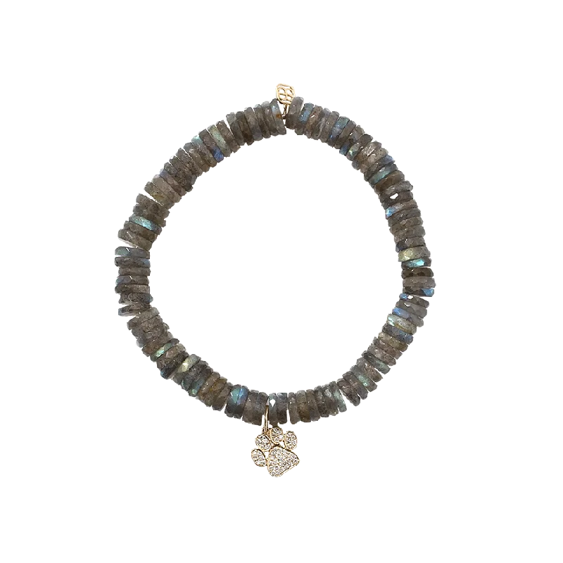 Dog Paw Labradorite Beaded Bracelet