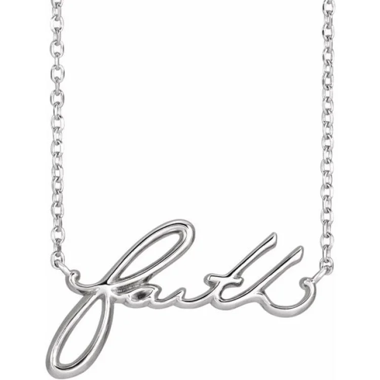 14K White Faith 18" Necklace