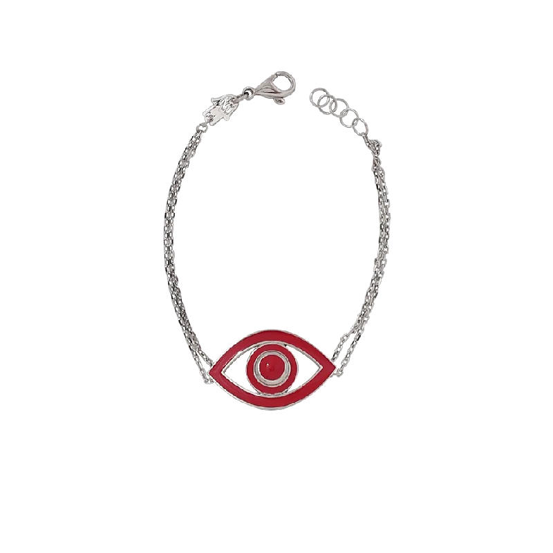 Fortuna Big Eye Coral Red Enamel Bracelet