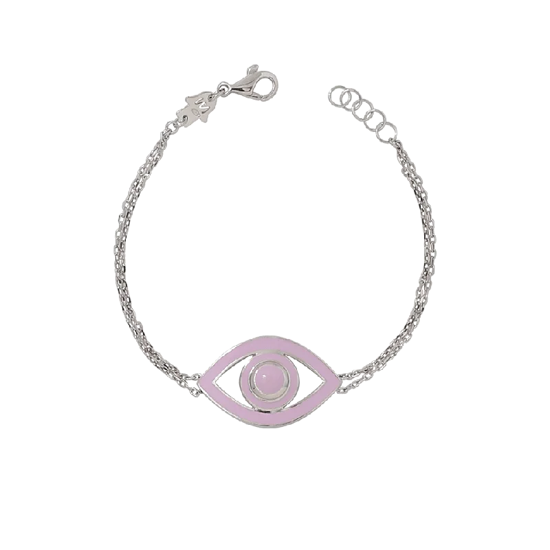 Fortuna Big Eye Pink Enamel Bracelet