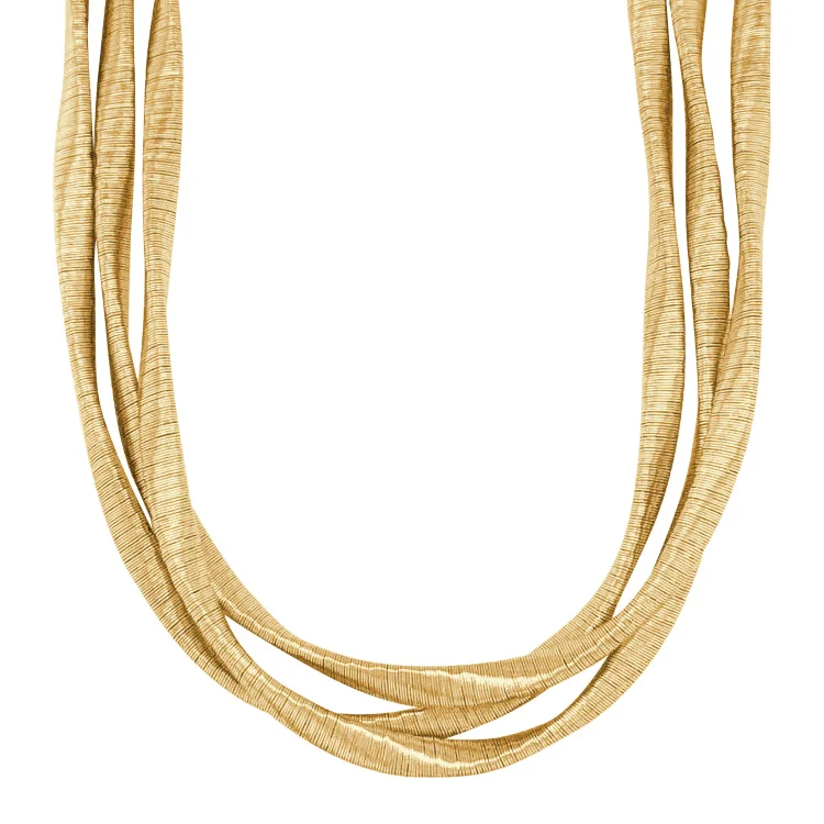 Gold Finish Sterling Silver Loosely Twisted Three Cable Necklace - Adjustable 16"-18"