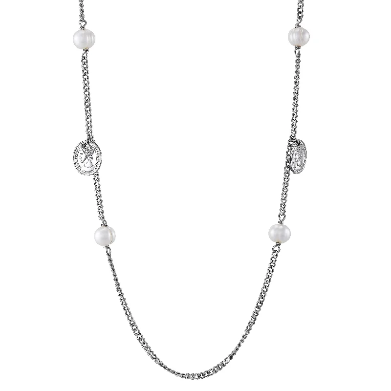 Honora Sterling Silver Coin and Freshwater Pearl Necklace