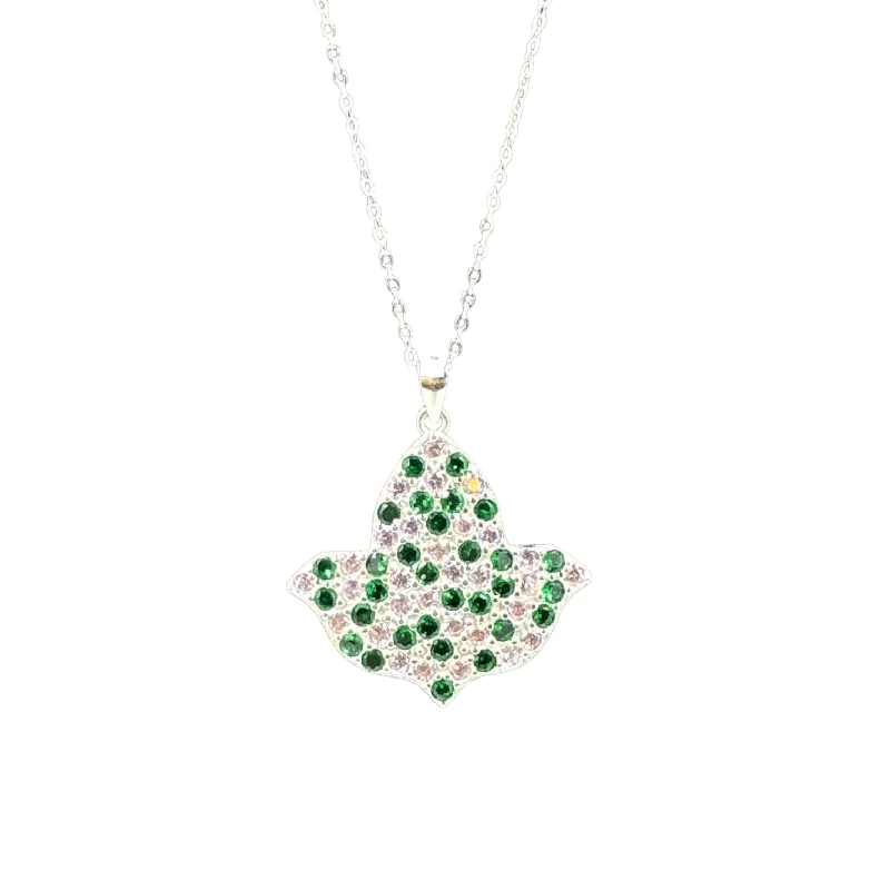 Ivy Leaf Pink and Green CZ Diamond Necklace