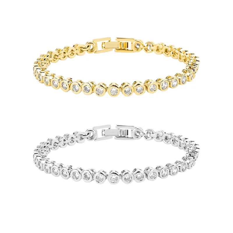 Round Bezel Set Tennis Bracelet