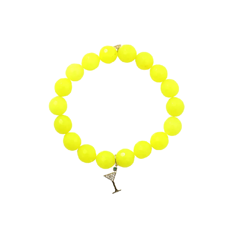 Martini Glass Yellow Agate Beaded Bracelet