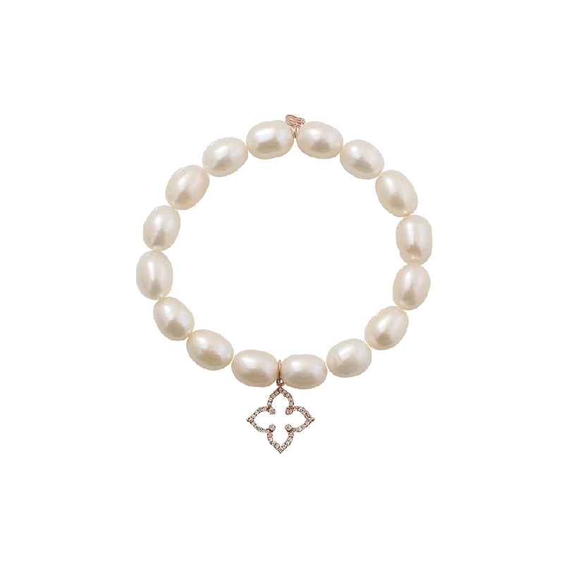 Moroccan Star White Rice Pearl Beaded Bracelet