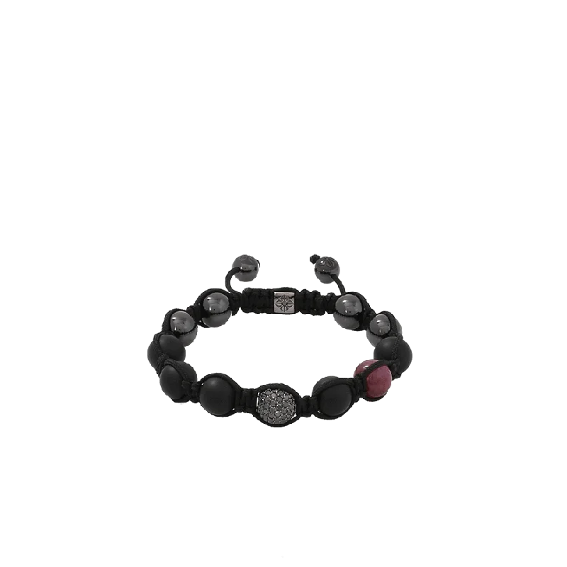 Onyx And Ruby Beaded Bracelet