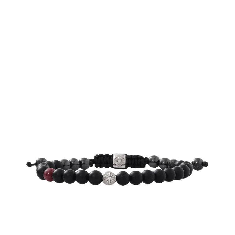 Onyx And Ruby Beaded Bracelet