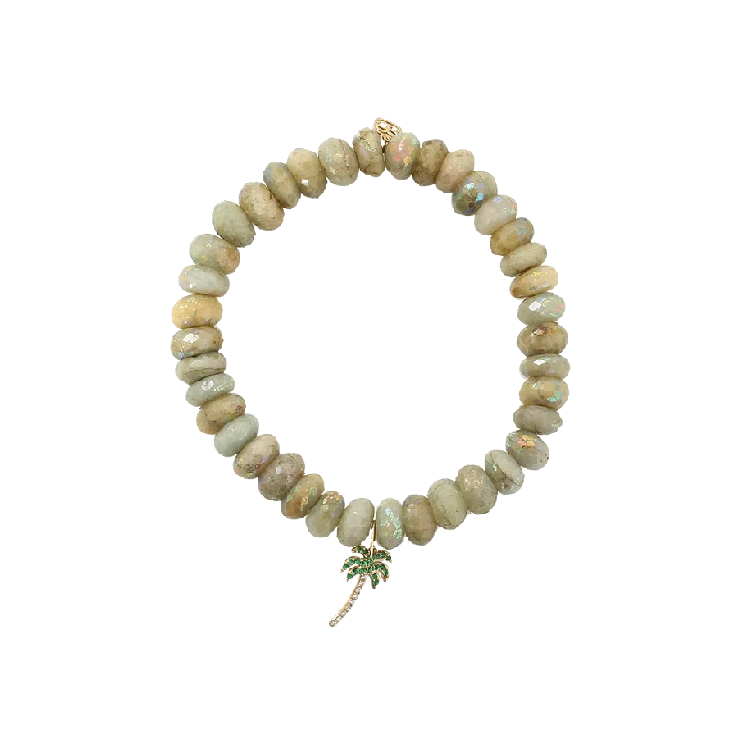 Palm Tree Aquamarine Beaded Bracelet