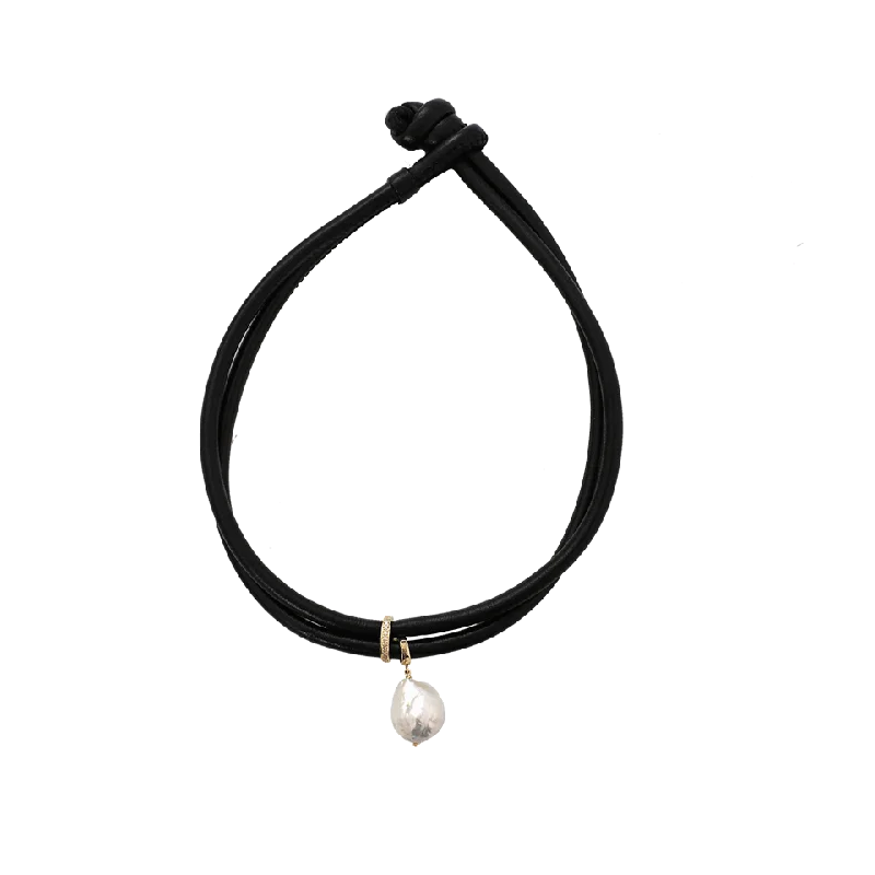 Pearl Leather Wrap Bracelet/Choker