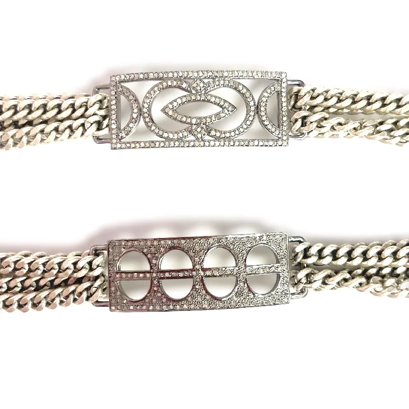 Multi Curb Chain Diamond Bracelet