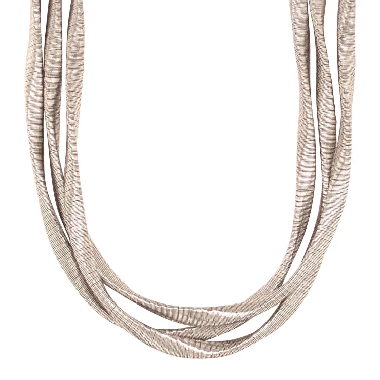 Rhodium Finish Sterling Silver Loosely Twisted Three Cable Necklace - Adjustable 16"-18"