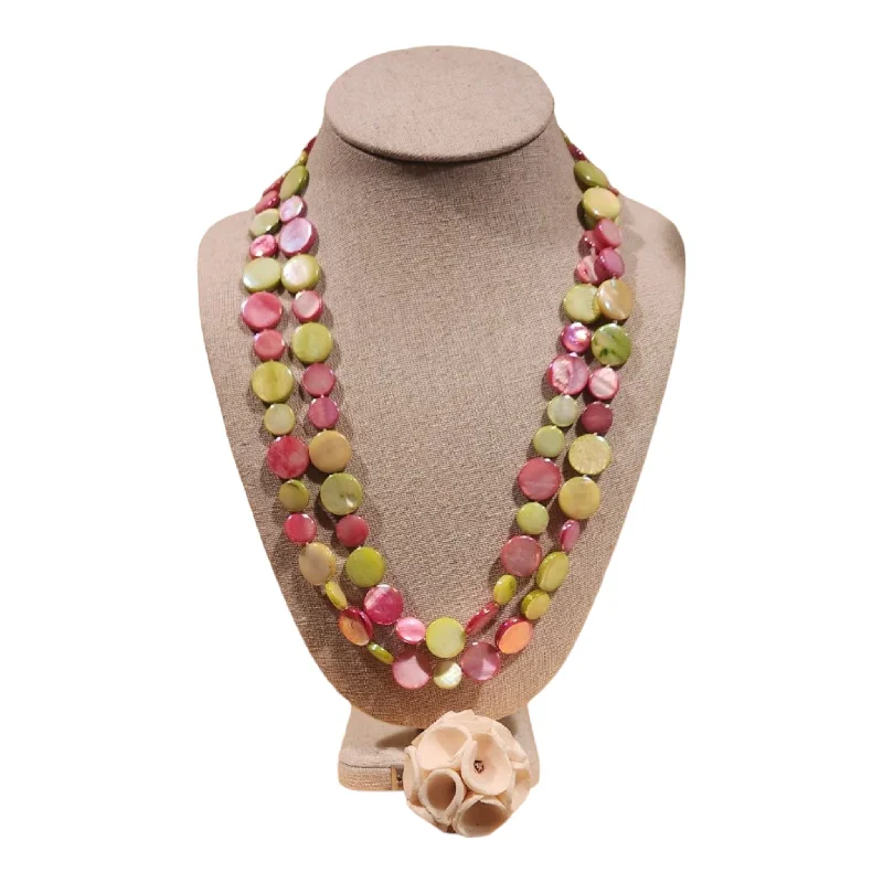 Sea Lily Pink and Green Mother of Pearl Necklace