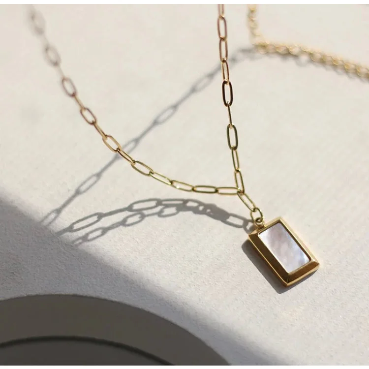 Sidney Square Mother of Pearl Pendant Necklace