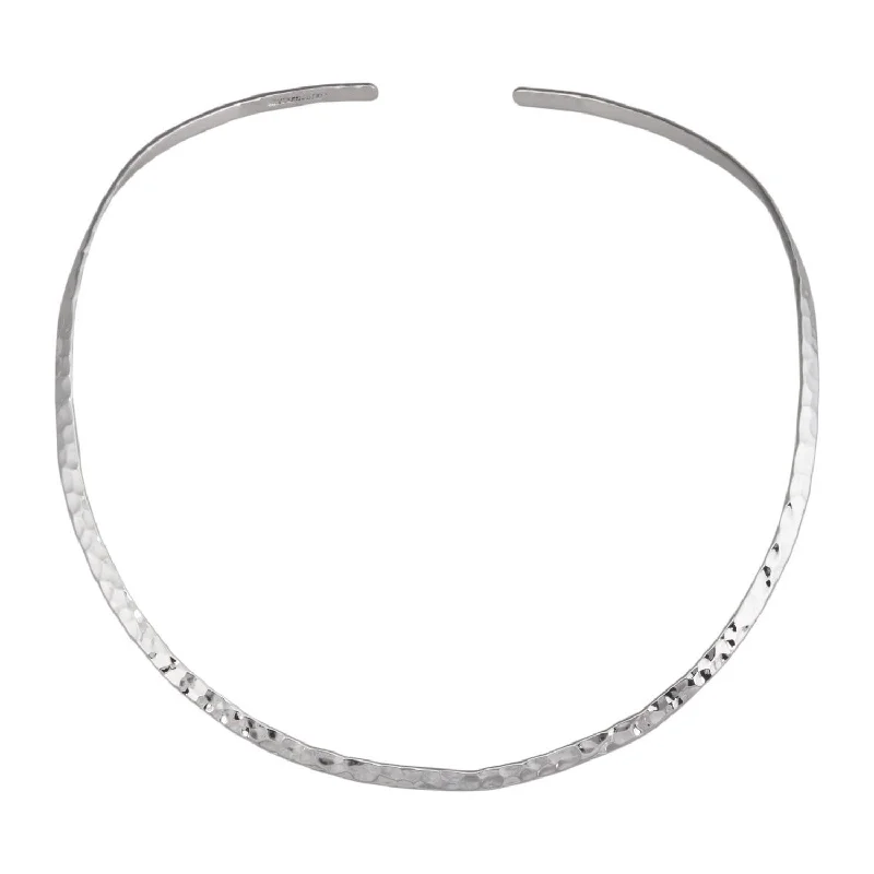 Silver Plated Hammered Open Round Neckwire