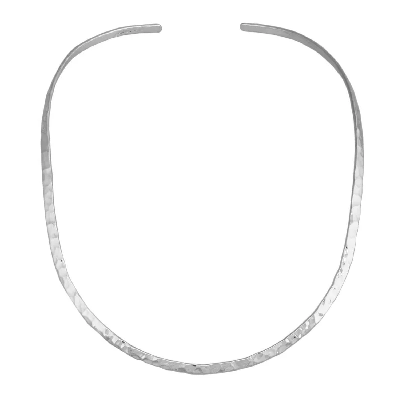 Silver Plated Hammered Open Oval Neckwire