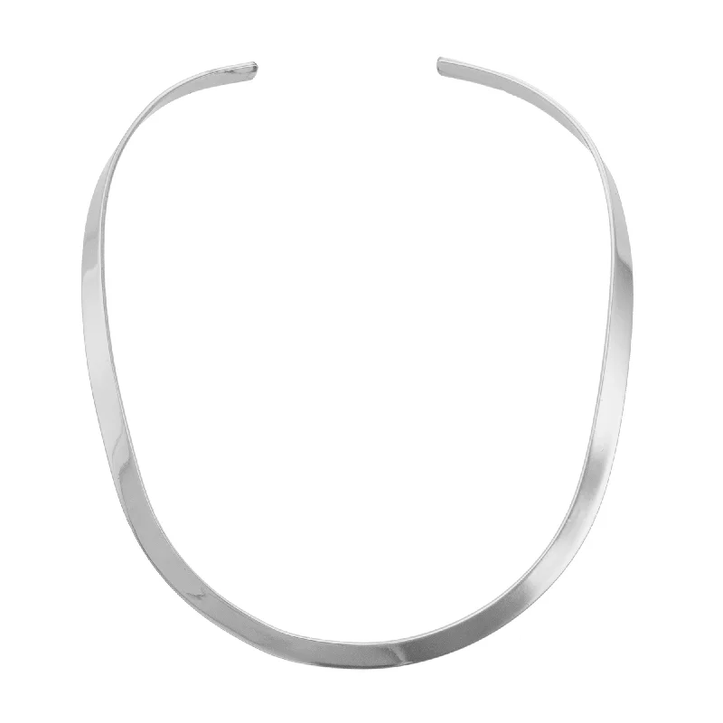 Silver Plated Thick Open Oval Neckwire - Longer