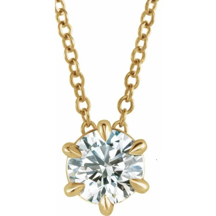 14K Yellow 1/4 CT Lab-Grown Diamond Solitaire 16-18" Necklace