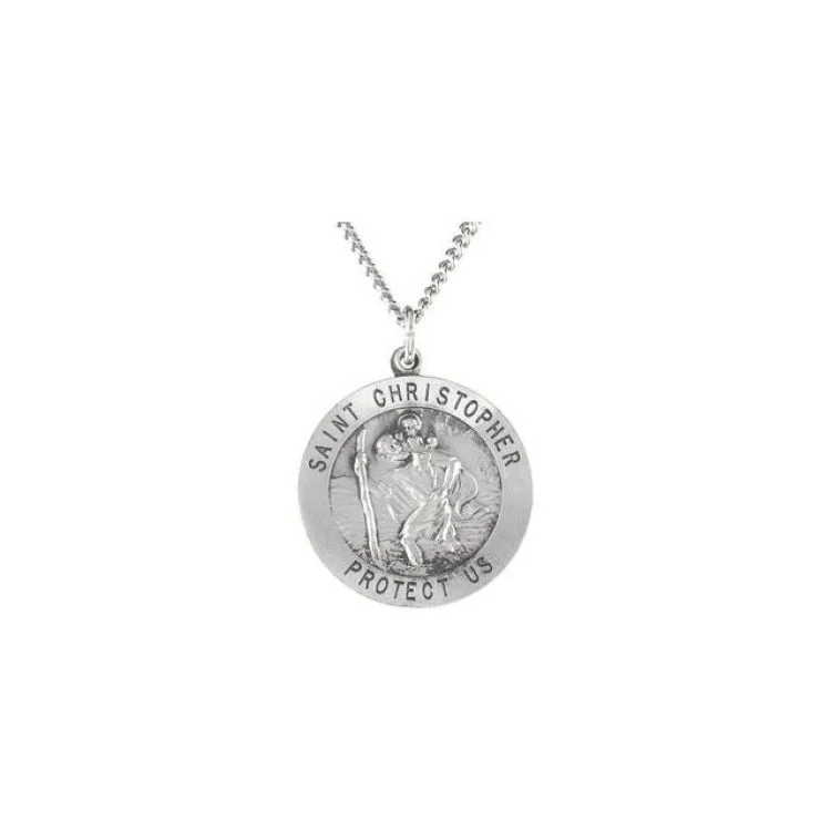 Sterling Silver 25 mm St. Christopher Medal 24â€ Necklace