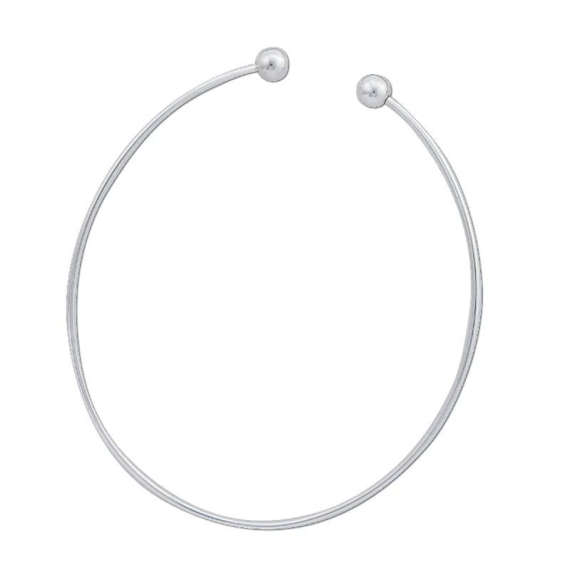 Sterling Silver Oval Tube Neckwire with Removable Ball