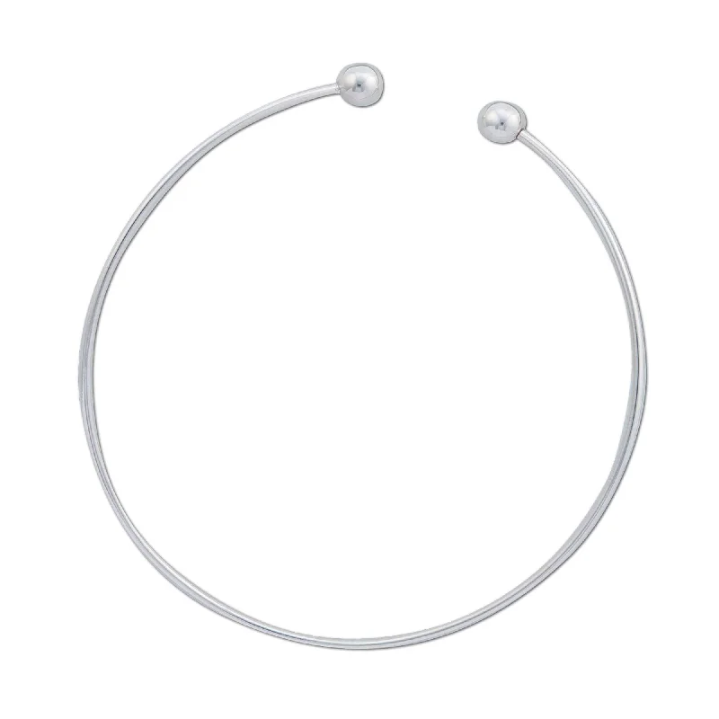 Sterling Silver Round Tube Neckwire with Removable Ball