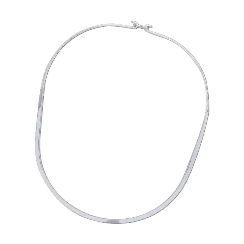 Sterling Silver Thin Oval Neckwire with Clasp