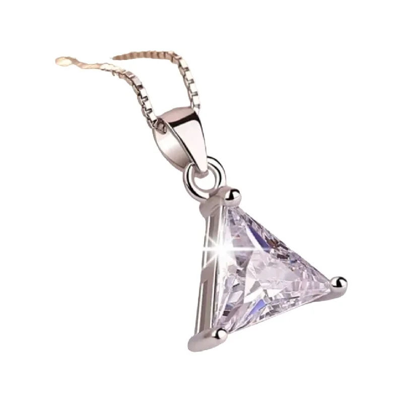 Sterling Silver Triangle Diamond Necklace